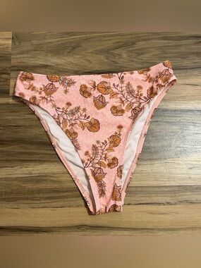Cupshe Bikini Swim Bottom, Peach Floral Print Size Small NWOT